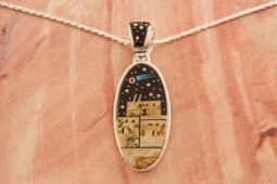 Calvin Begay Starry Night in the Pueblo Sterling Silver Pendant
